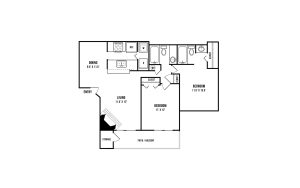 the floor plan for a two bedroom apartment at The Maxwell