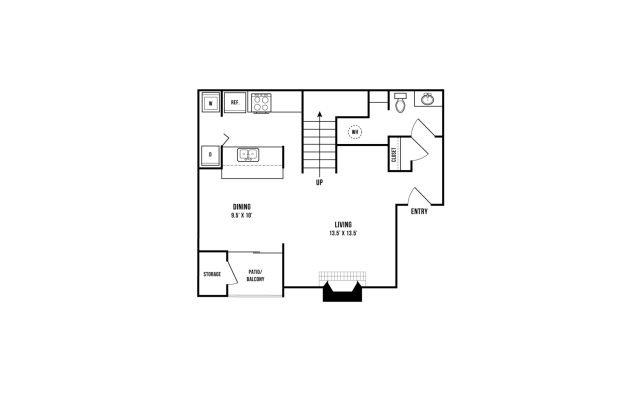 the floor plan for a two bedroom apartment at The Maxwell