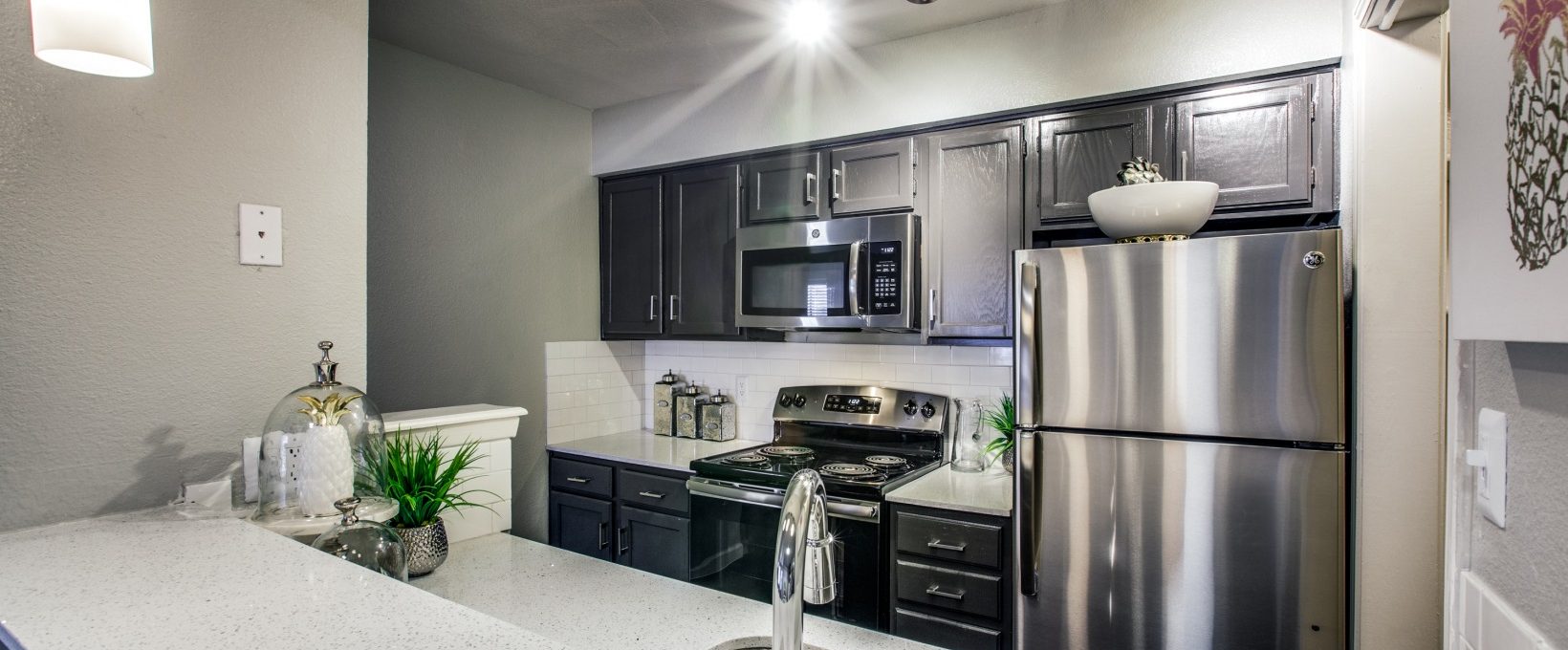 kitchen with stainless steel appliances and granite countertops at The Maxwell